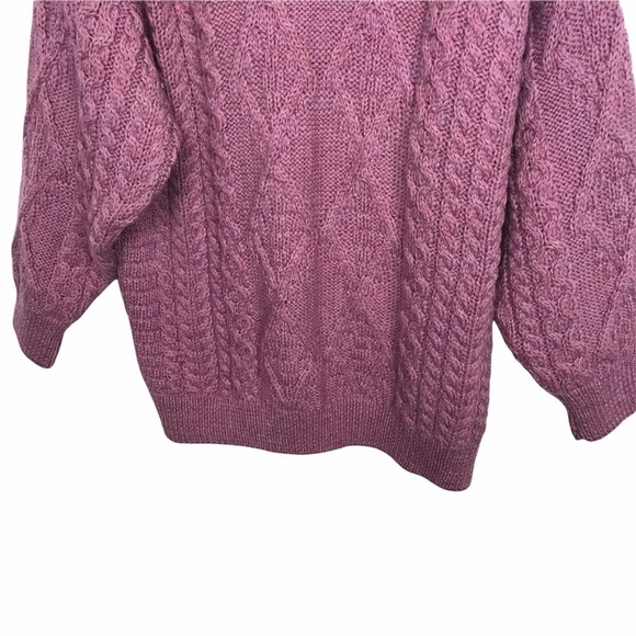 Cladyknit 100% Wool Pink Purple Knit Sweater - Picture 4 of 8